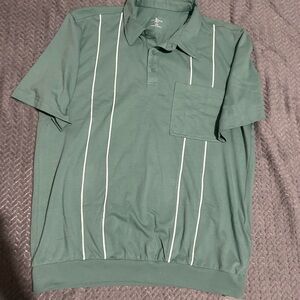 Stylish Green Polo with White Stripes